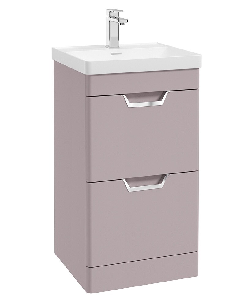 FREYA Floorstanding 50cm Two Drawer Unit Matt Cashmere Pink &amp; Handles