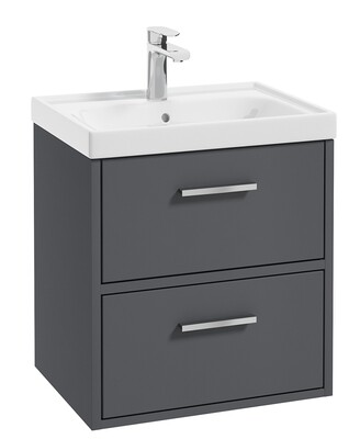 FINLAND Wall Hung 50cm Two Drawer Unit Matt Midnight Grey &amp; Handles