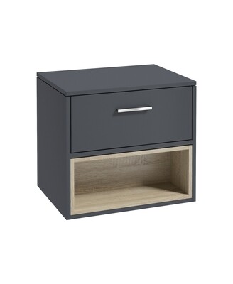 MALMO Wall Hung 60cm Single Drawer Countertop Unit Matt Night Sky Blue &amp; Handle