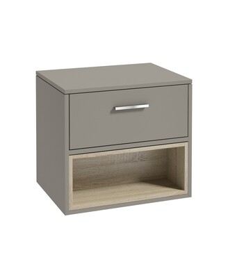 MALMO Wall Hung 60cm Single Drawer Countertop Unit Matt Khaki &amp; Handle
