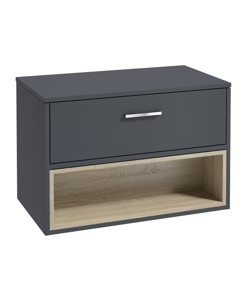 MALMO Wall Hung 80cm Single Drawer Countertop Unit Matt Night Sky Blue &amp; Handle
