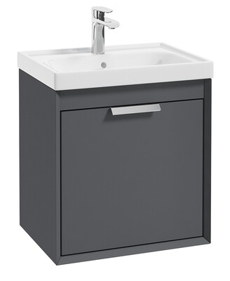 FJORD Wall Hung 50cm Two Drawer Unit Matt Midnight Grey &amp;  Handle