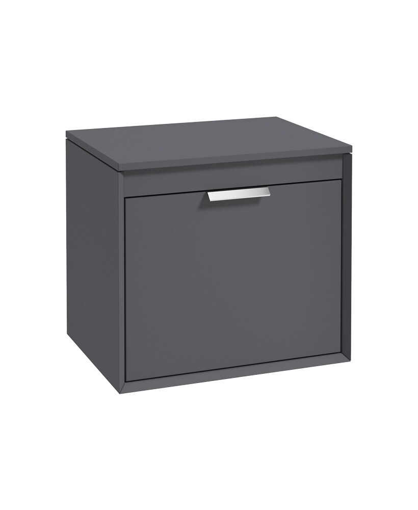 FJORD Wall Hung 60cm Two Drawer Countertop Unit Matt Midnight Grey &amp; Handle