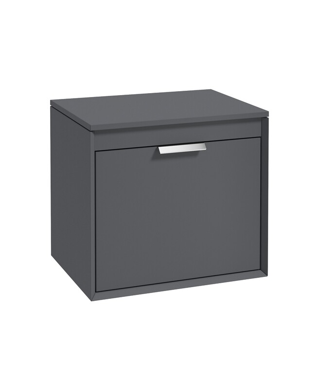 FJORD Wall Hung 60cm Two Drawer Countertop Unit Matt Midnight Grey &amp; Handle