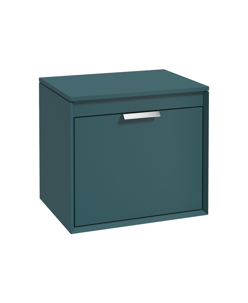 FJORD Wall Hung 60cm Two Drawer Countertop Unit Matt Ocean Blue &amp; Handle