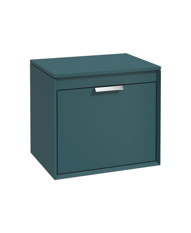 FJORD Wall Hung 60cm Two Drawer Countertop Unit Matt Ocean Blue &amp; Handle