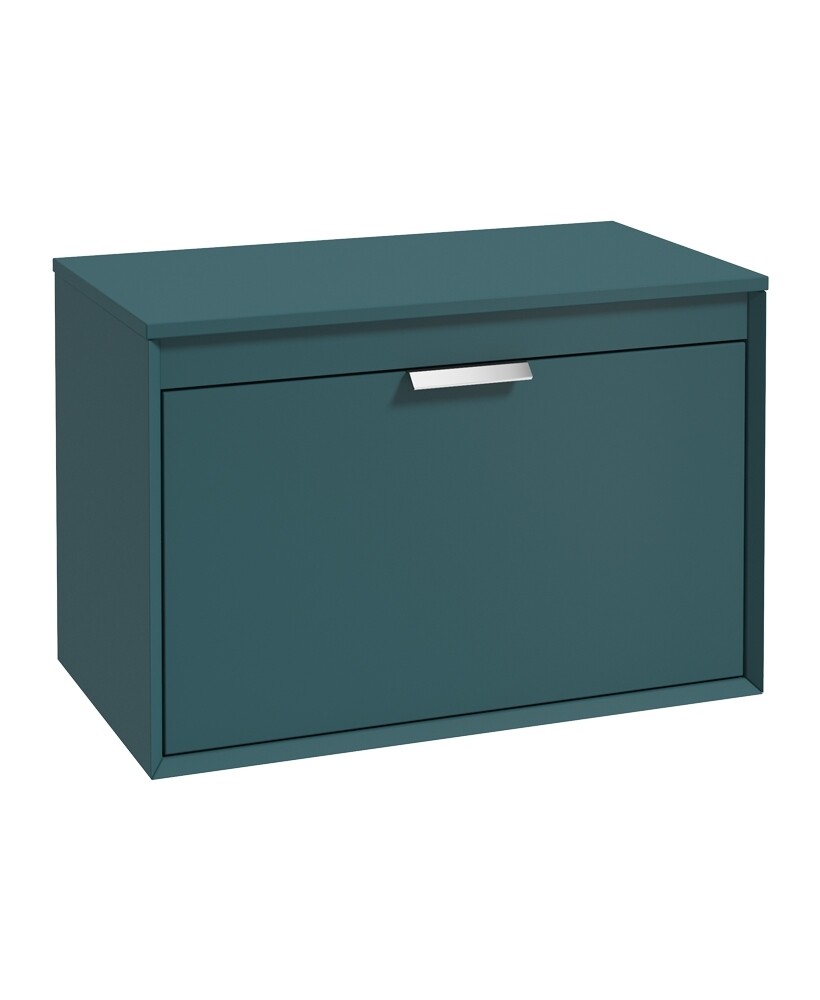 FJORD Wall Hung 80cm Two Drawer Countertop Unit Matt Ocean Blue &amp; Handle