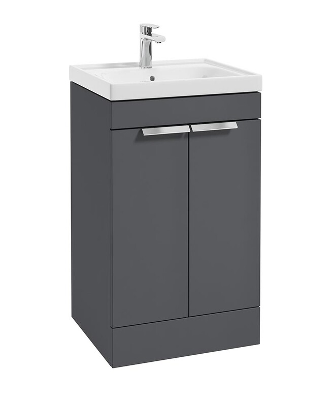 STOCKHOLM Floorstanding 50cm Two Door Unit Matt Midnight Grey &amp; Handles
