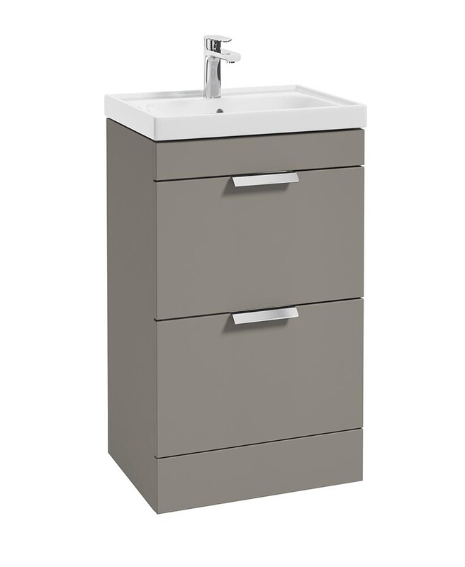 STOCKHOLM Floorstanding 50cm Two Drawer Unit Matt Khaki &amp; Handles