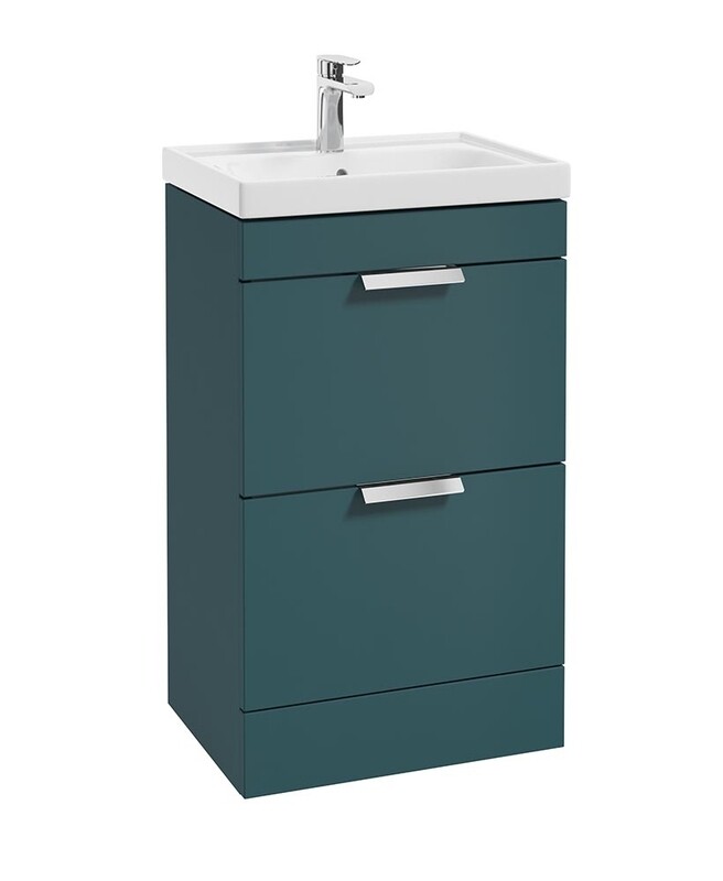 STOCKHOLM Floorstanding 50cm Two Drawer Unit Matt Ocean Blue &amp; Handles