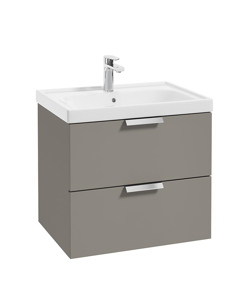 STOCKHOLM Wall Hung 60cm Two Drawer Unit Matt Khaki &amp; Handles