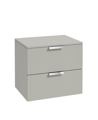 STOCKHOLM Wall Hung 60cm Two Drawer Countertop Unit Matt Arctic Grey &amp; Handles