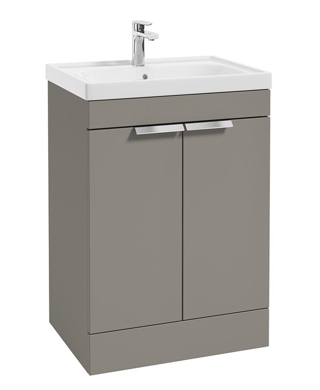 STOCKHOLM Floorstanding 60cm Two Door Unit Matt Khaki &amp; Brushed Chrome Handles