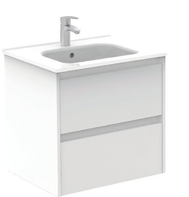 SONAS Smart 60cm Gloss White Wall Hung 2 Drawer Vanity Unit