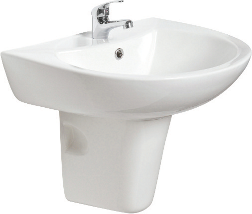 STRATA 55cm Wash Basin &amp; Semi Pedestal, Tap Holes: 1 Tap Hole
