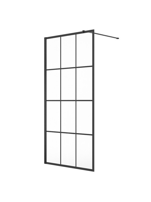 ASPECT Wetroom Panel Matt Black Trellis