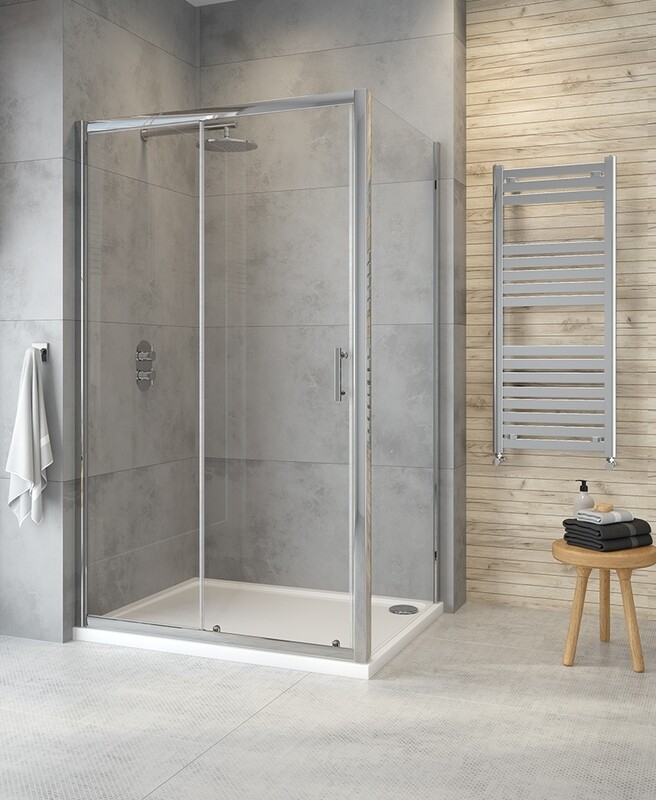 CITY PLUS Sliding 1000mm Shower Door Chrome