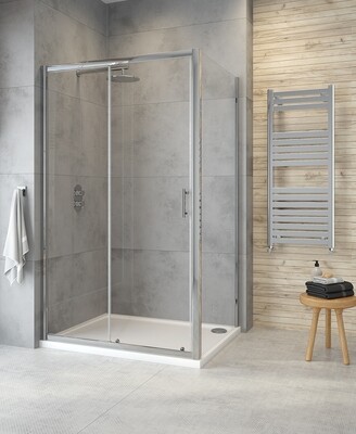CITY PLUS Sliding 1000mm Shower Door Chrome