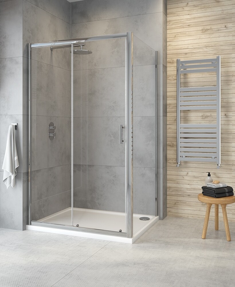 CITY PLUS Sliding 1000mm Shower Door Chrome, Size: 1000