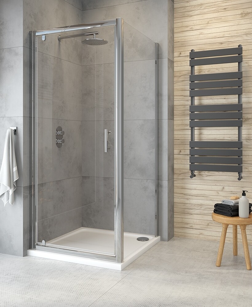 CITY PLUS Pivot Shower Door Chrome, Size: 760