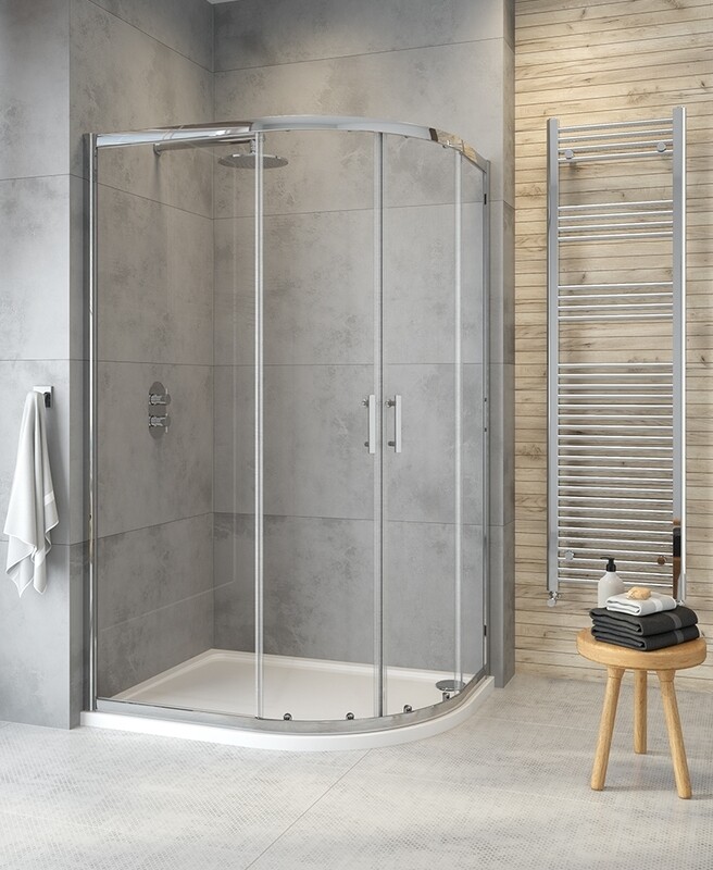 CITY PLUS Double Door Offset Quadrant Shower Door Chrome