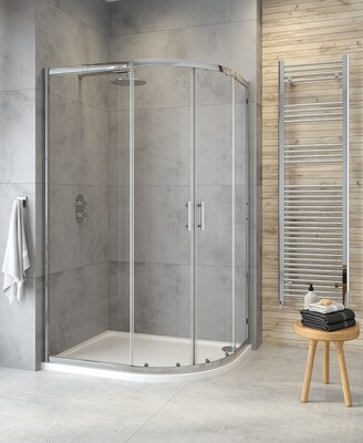 CITY PLUS Double Door Offset Quadrant Shower Door Chrome