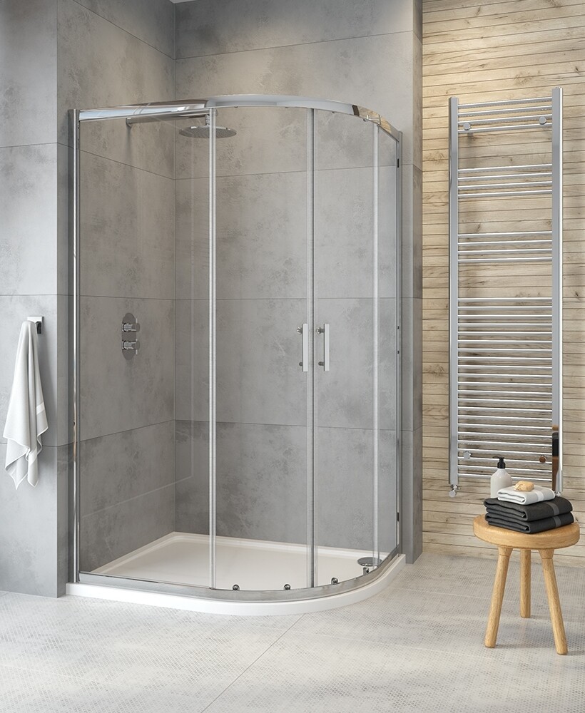 CITY PLUS Double Door Offset Quadrant Shower Door Chrome, Size: 900x800