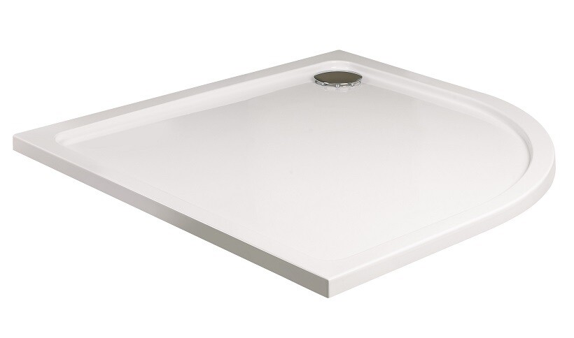 KRISTAL Low Profile Quadrant No Upstand No Anti Slip Shower Tray White &amp; Waste, Size: 800R
