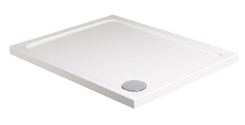 KRISTAL Low Profile Rectangle 700 mm No Upstand No Anti Slip Shower Tray White &amp; Waste, Size: 800x700