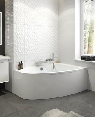 MAYA 1500x1000mm Offset Corner Hand Bath &amp; Panel White