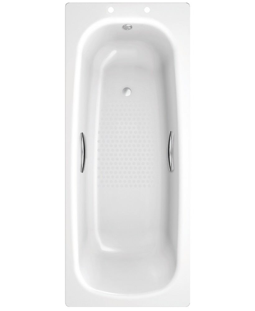 STRATA Single Ended Steel Bath With Twin Grips &amp; Anti-Slip