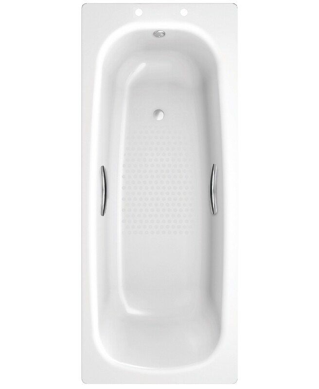 STRATA Single Ended Steel Bath With Twin Grips &amp; Anti-Slip