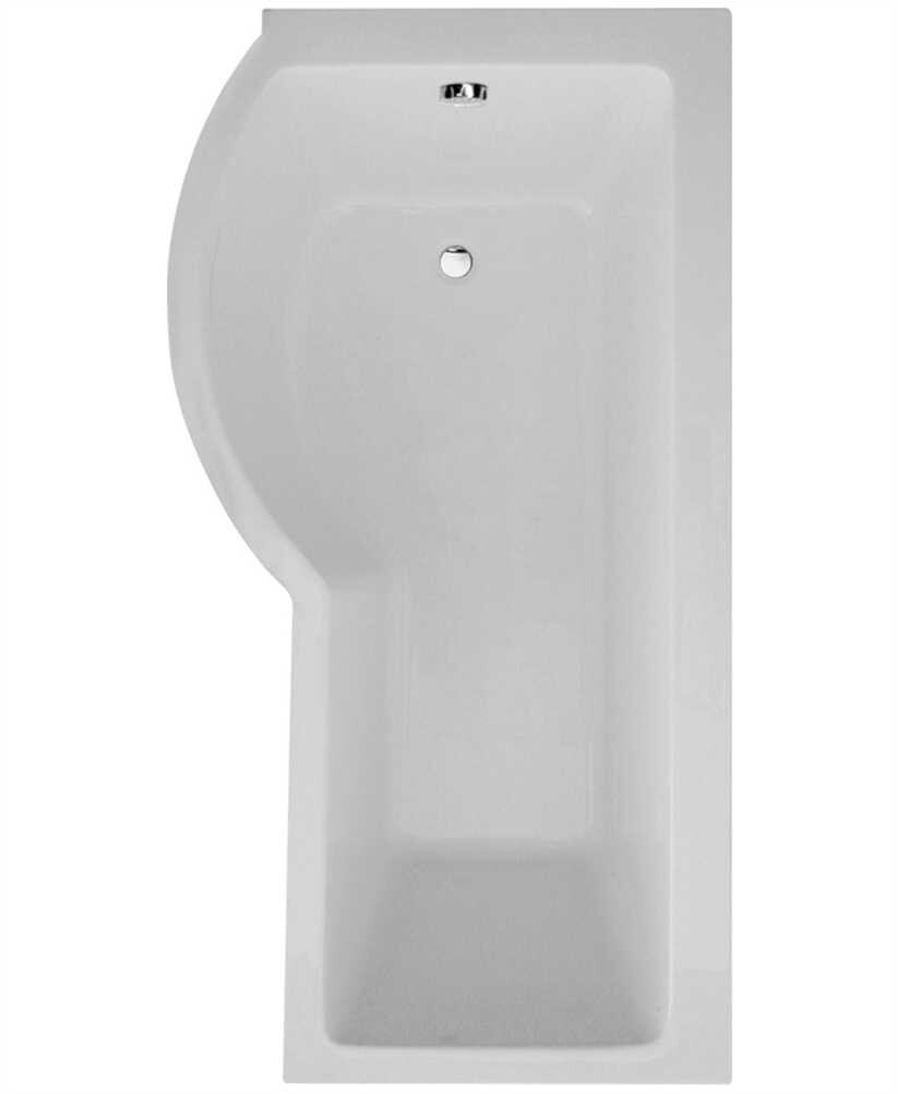 P SHAPE 1700x900mm Single Ended Bath &amp; Panel White with Bath Screen Chrome, Orientation: Left Hand