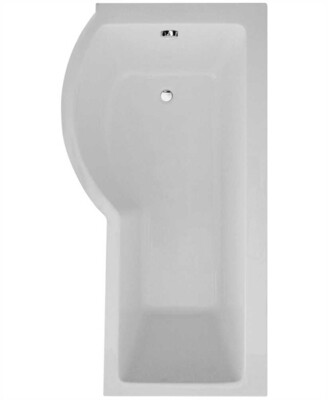 P SHAPE 1700x900mm Single Ended Bath &amp; Panel White with Bath Screen Chrome