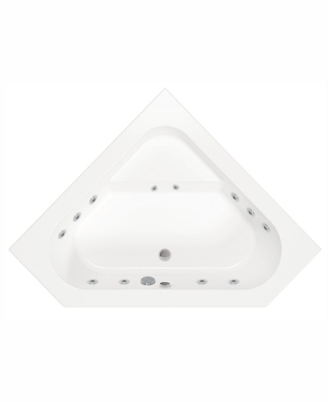 CONCERTO 1400x1400mm Corner 12 Jet Whirlpool Bath &amp; Panel White