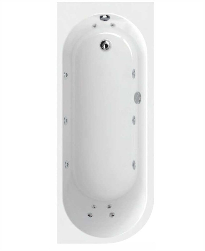 ARC Right Hand Single Ended 12 Jet Whirlpool Bath White