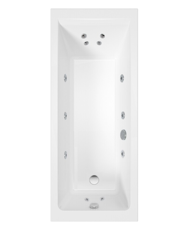 CUBO Single Ended 12 Chrome Jet Whirlpool Bath White