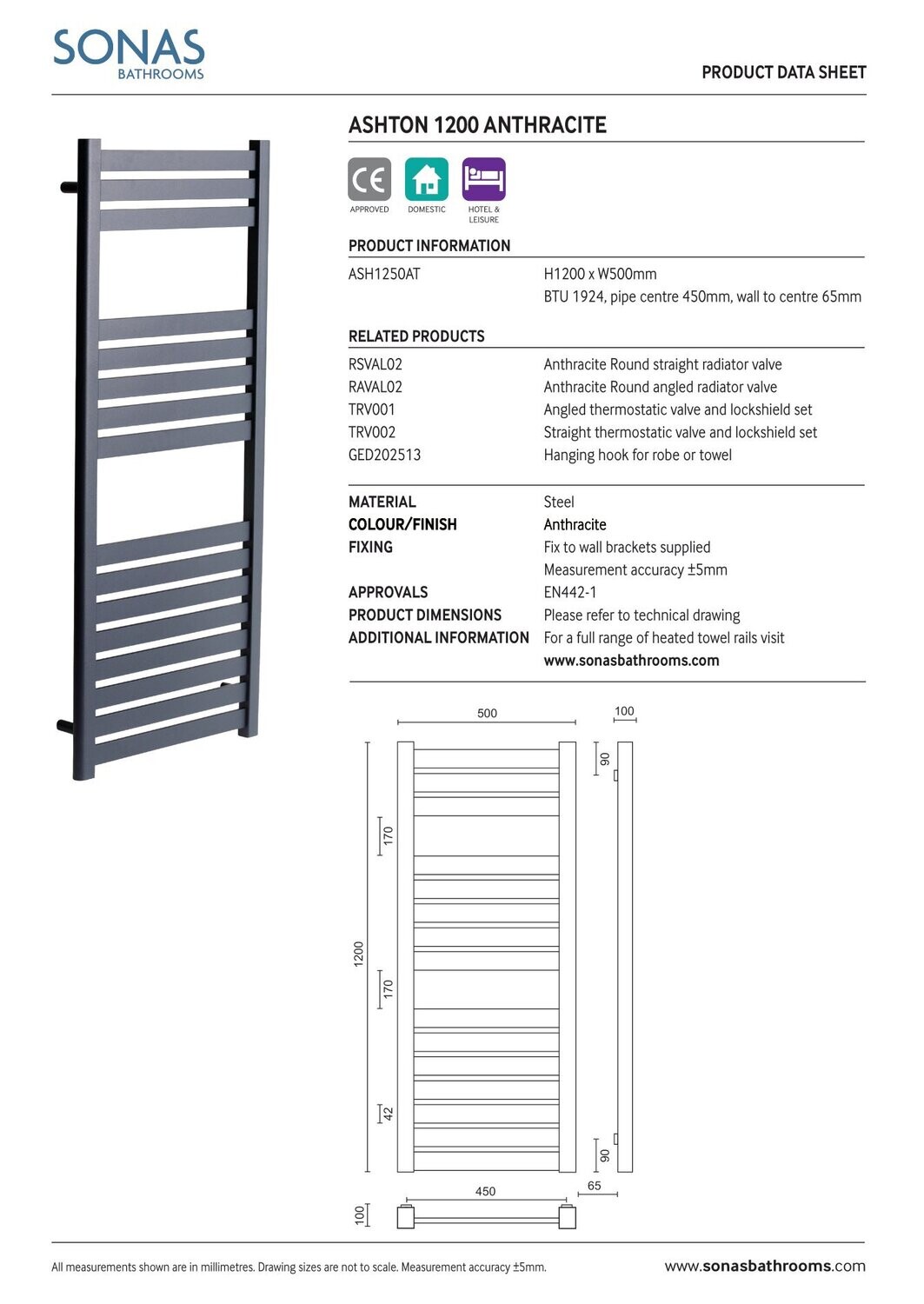 ASHTON Towel Warmer, Size: Chrome