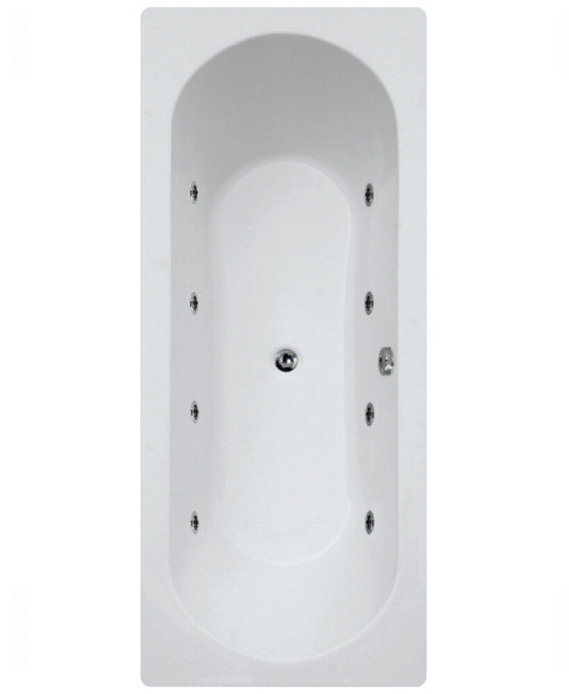 CLOVER Double Ended 8 Chrome Jet Whirlpool Bath White