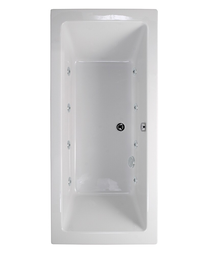 PACIFIC ENDURA  Double Ended 8 Chrome Jet Whirlpool Bath White, Size: L1600xW700xD420