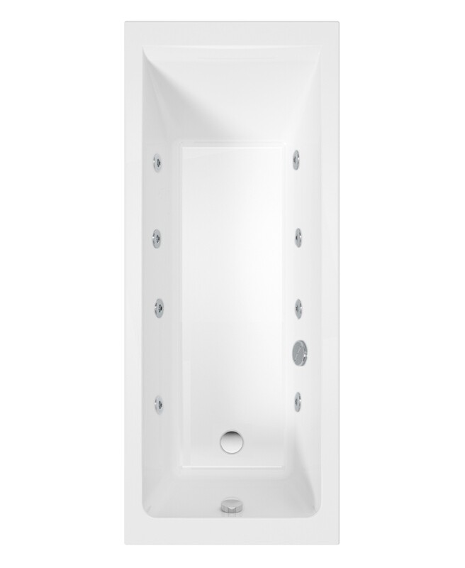 CUBO Single Ended 8 Chrome Jet Whirlpool Bath White