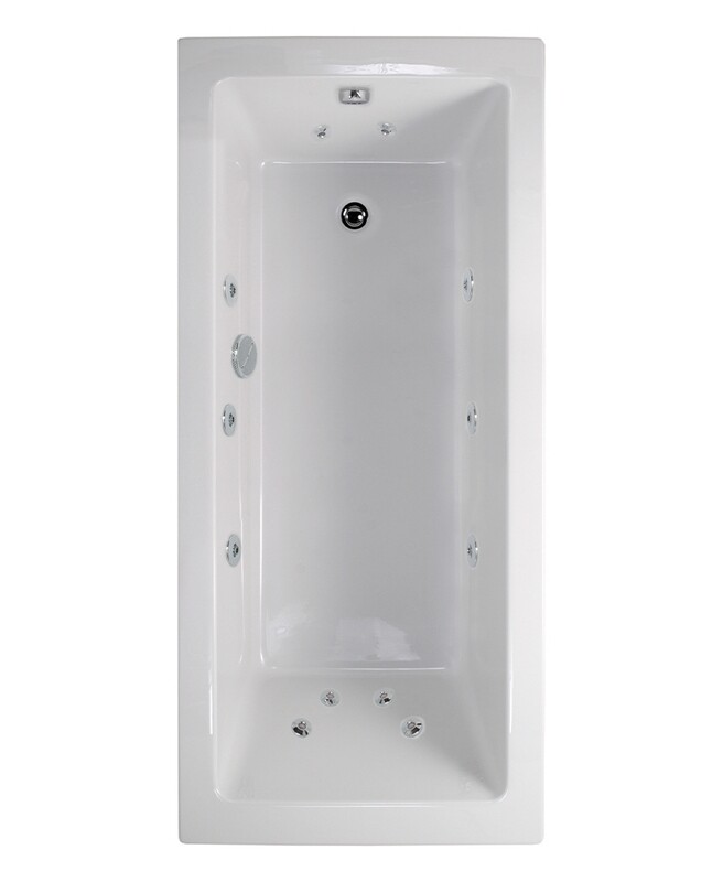 PACIFIC ENDURA Single Ended 12 Chrome Jet Whirlpool Bath White