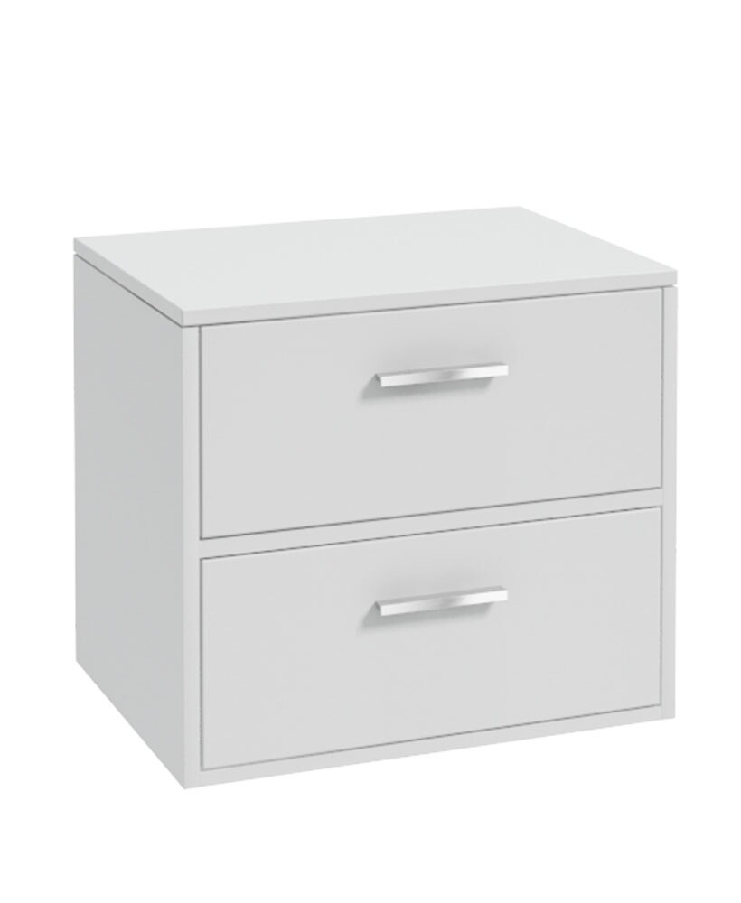 FINLAND Wall Hung 60cm Two Drawer Countertop Unit Matt White &amp; Handles