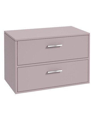 FINLAND Wall Hung 80cm Two Drawer Countertop Unit Matt Cashmere Pink &amp; Handles