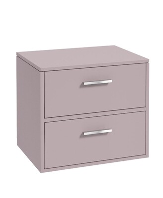 FINLAND Wall Hung 60cm Two Drawer Countertop Unit Matt Cashmere Pink &amp; Handles