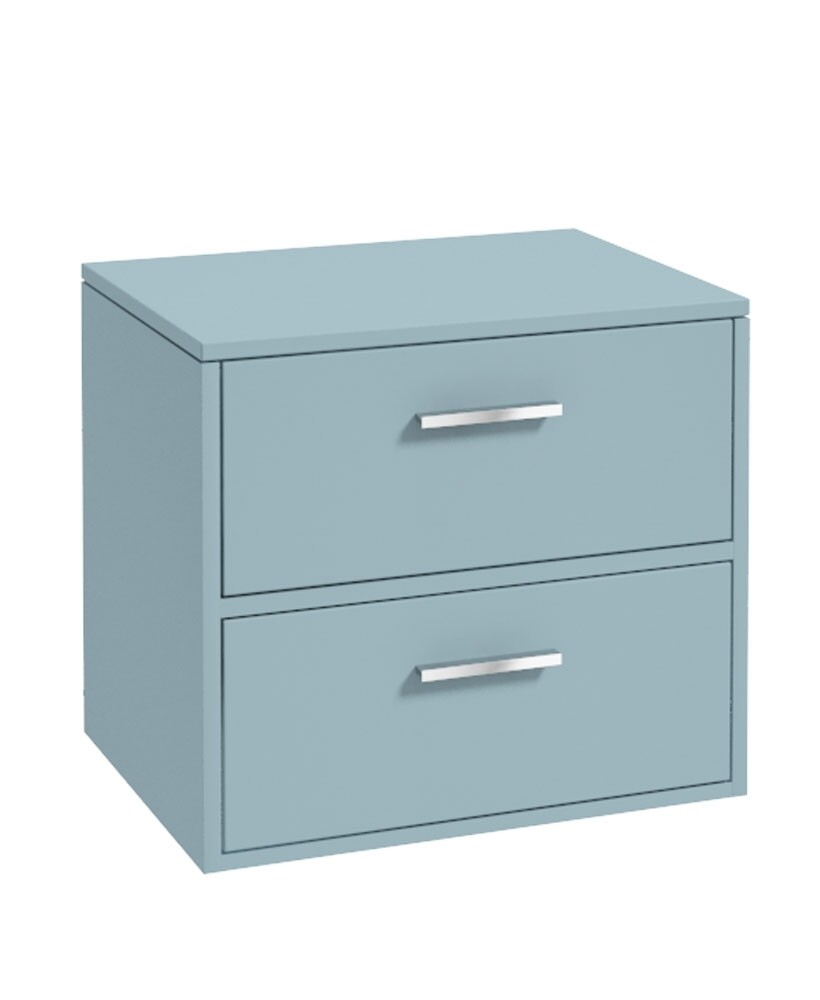 FINLAND Wall Hung 60cm Two Drawer Countertop Unit Matt Morning Sky Blue &amp; Handles