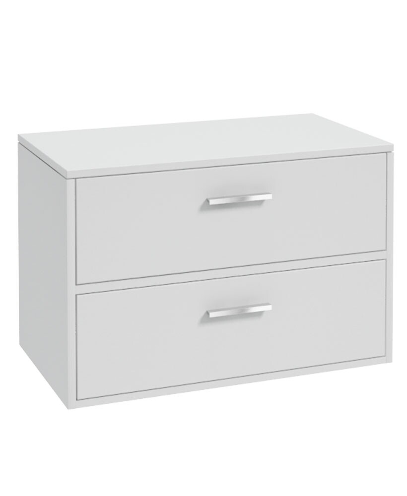 FINLAND Wall Hung 80cm Two Drawer Countertop Unit Matt White &amp; Handles