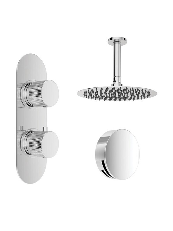 ALITA Knurled Bath Set 4 &amp; Ceiling Mounted Fixed Head