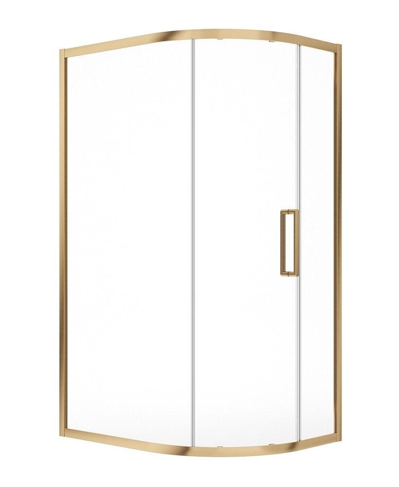 ASPECT Brushed Gold Single Door Offset Quadrant, Size: 1000x800