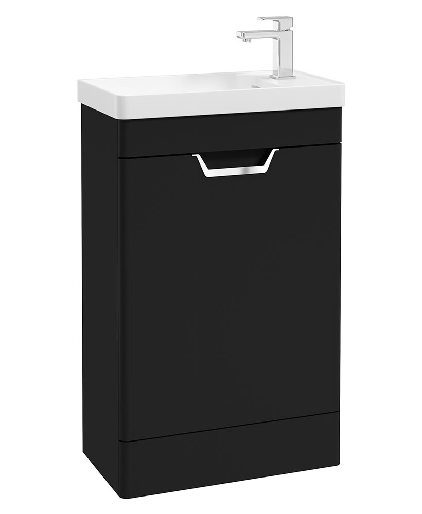FREYA Floorstanding 55cm Single Door Cloakroom Unit Matt Black &amp; Handle